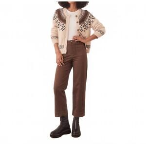 NEW MARINE LAYER women's bridget wide leg crop pants in pinecone
